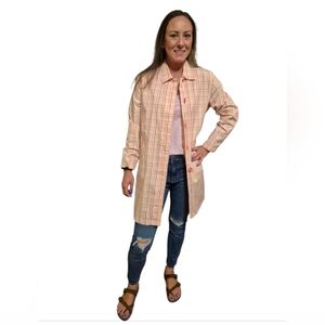 Relatively Women’s Trench Coat Jacket Yellow And Pink Classic Plaid